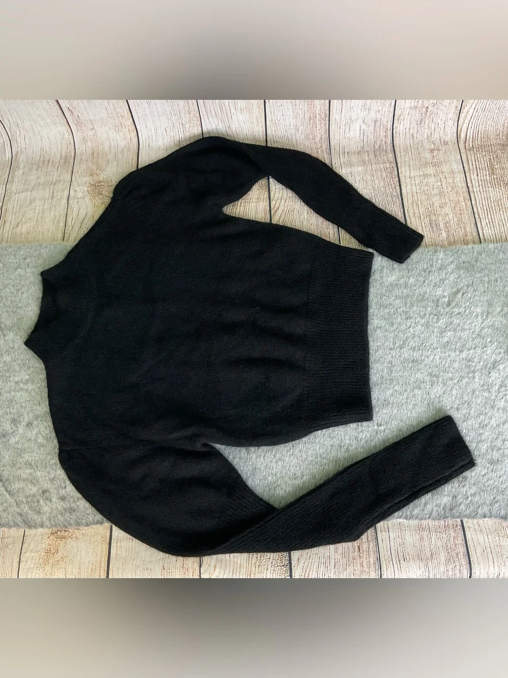 NWT Madewell Alpaca-Blend Mockneck Puff Sleeve Black Sweater Size XXS